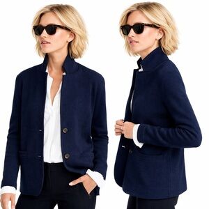 J.Crew 100% Merino Wool Navy Knit Blazer Sweater Jacket Women’s Size Small